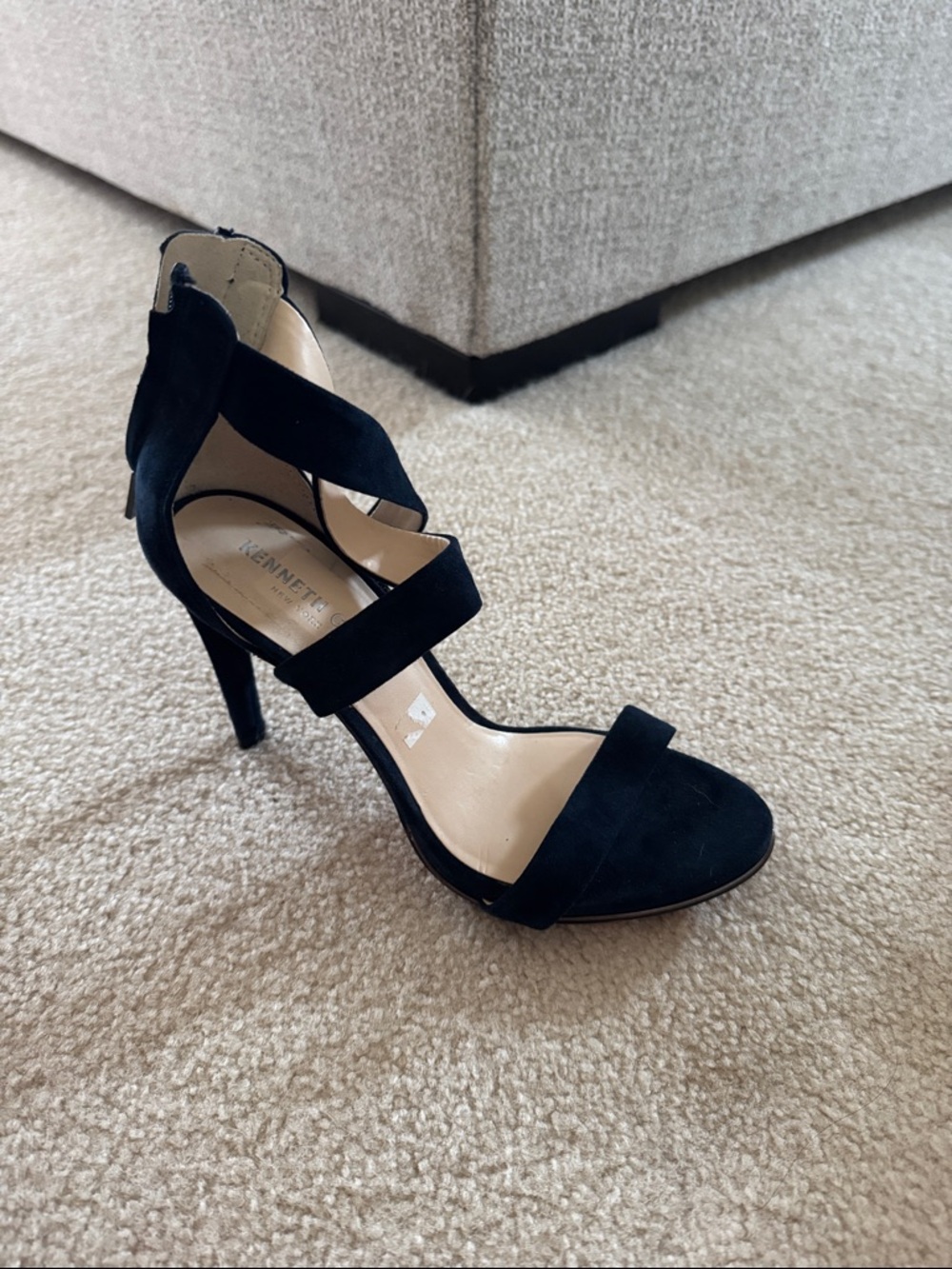 Kenneth Cole Navy Suede Strappy High Heel Sandals